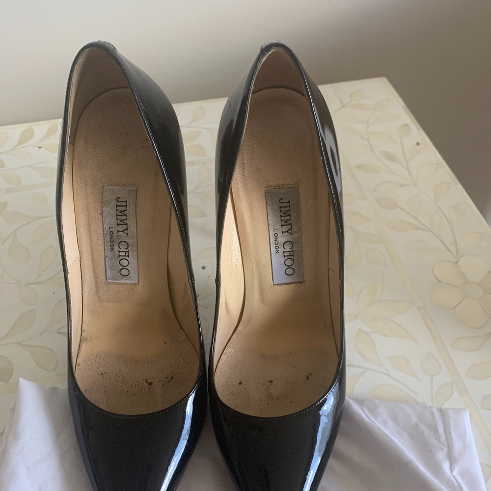 Sz 36.5 Jimmy Choo Black Patent Leather Anouk 120